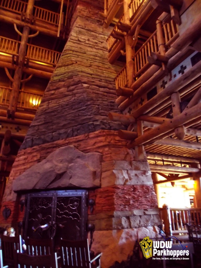 Grand Canyon replica fireplace at Disney's Wilderness Lodge