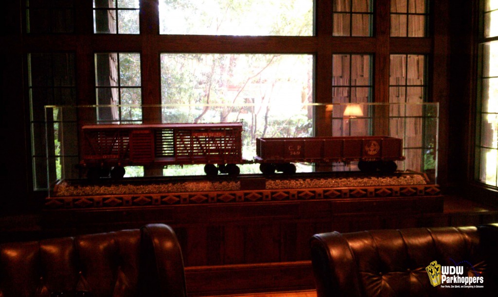 Walt Disney's train cars from the Carrolwood-Pacific railway at Disney's Wilderness Lodge