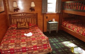 The bedroom in the cabin at Disney's Fort Wilderness