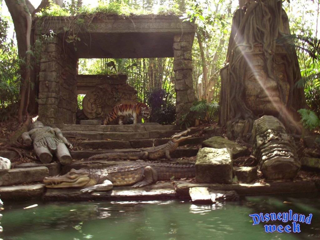 Tiger and a Crocodile on the Jungle Cruise at Disneyland Resort