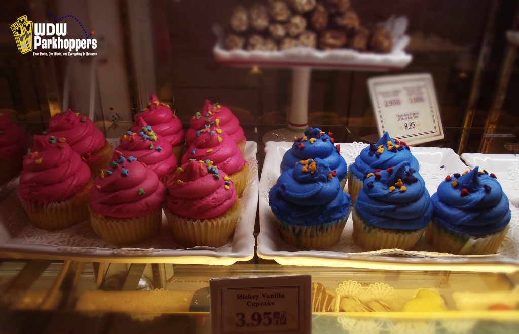 Blue and Pink Cupcakes at the Confectionary at Magic Kingdom on Main Street USA